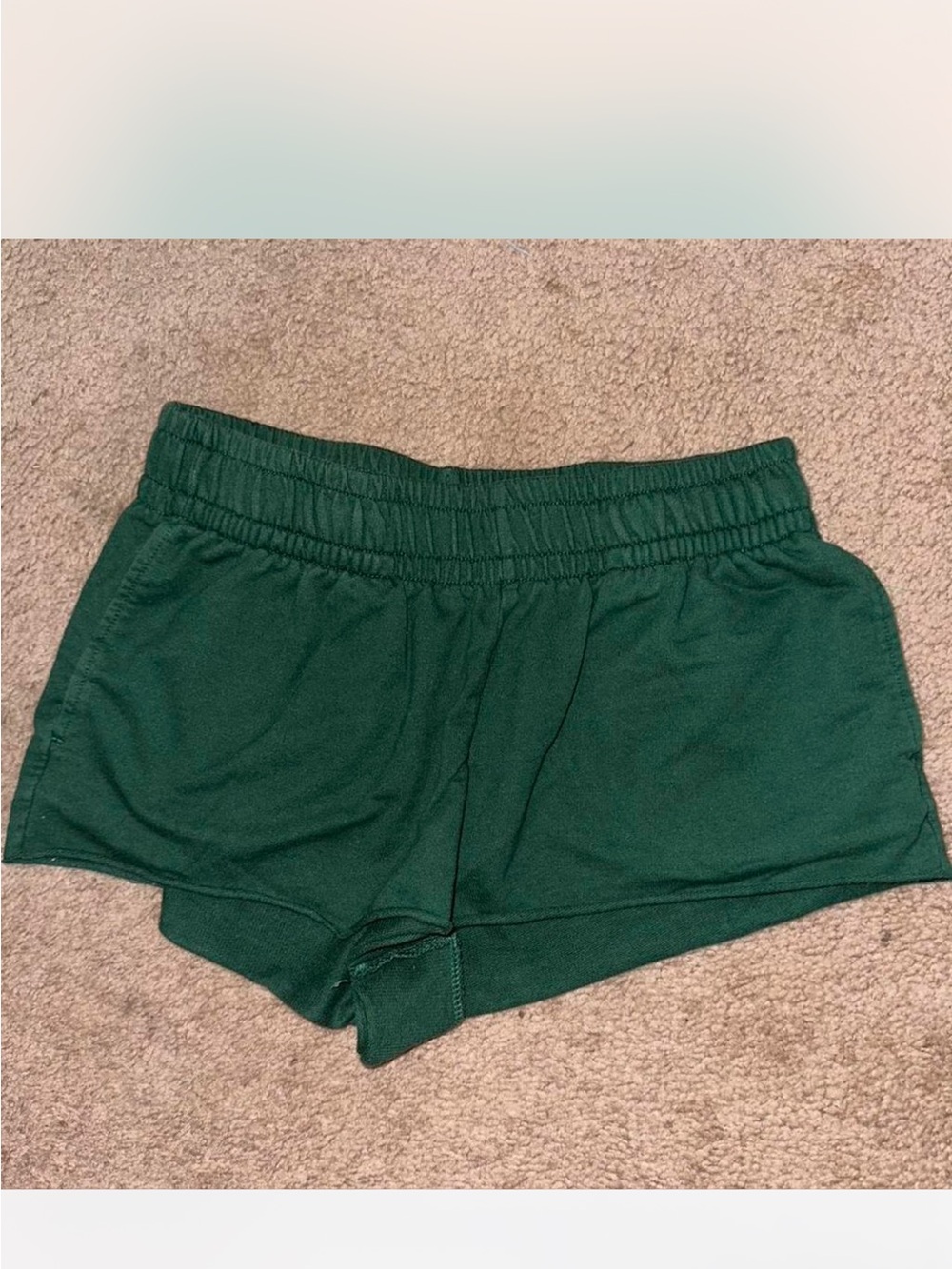 Women's Dark Green Elastic-Waist Shorts
